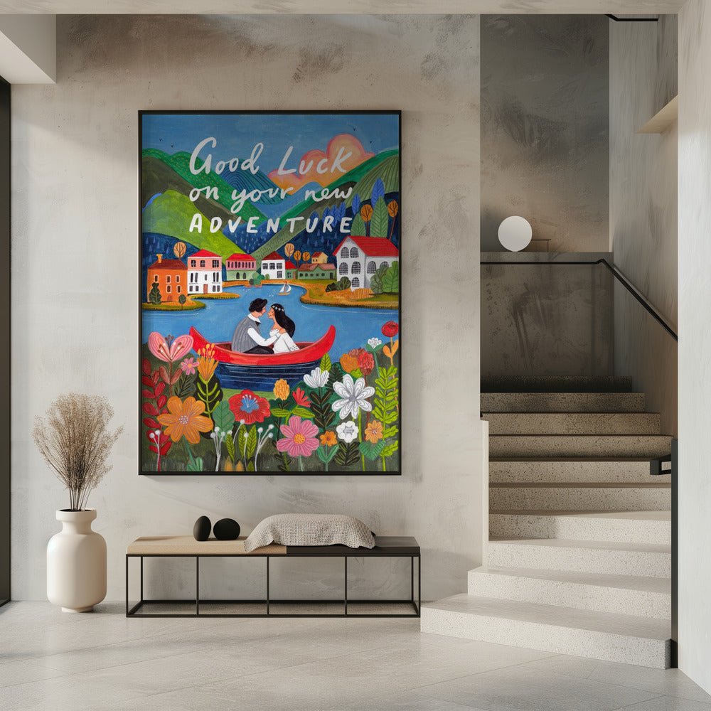 Pasgetrouwd stel in een boot | Poster