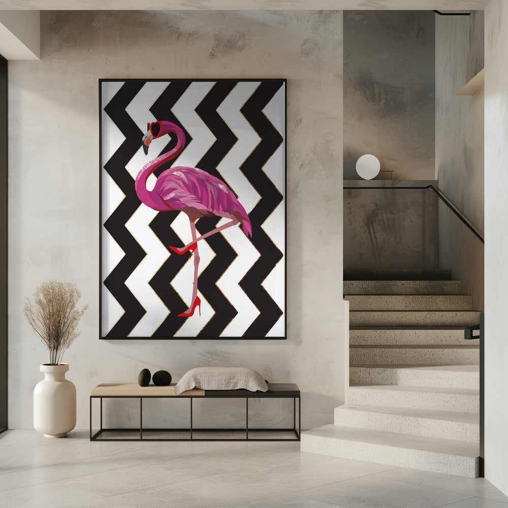 Flamingo hakken Zigzag | Poster