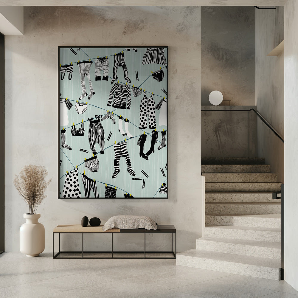 Hangen in wasruimtepatroon | Poster