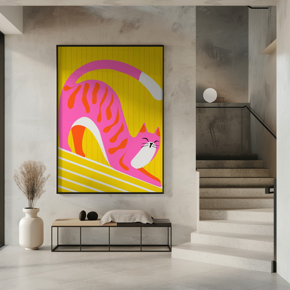 Slapende snorharen, vrolijke, schattige kat | Poster