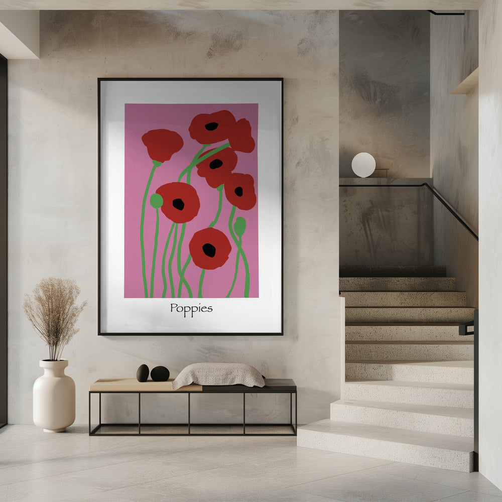 Klaprozen Bloemen roze en rood | Poster