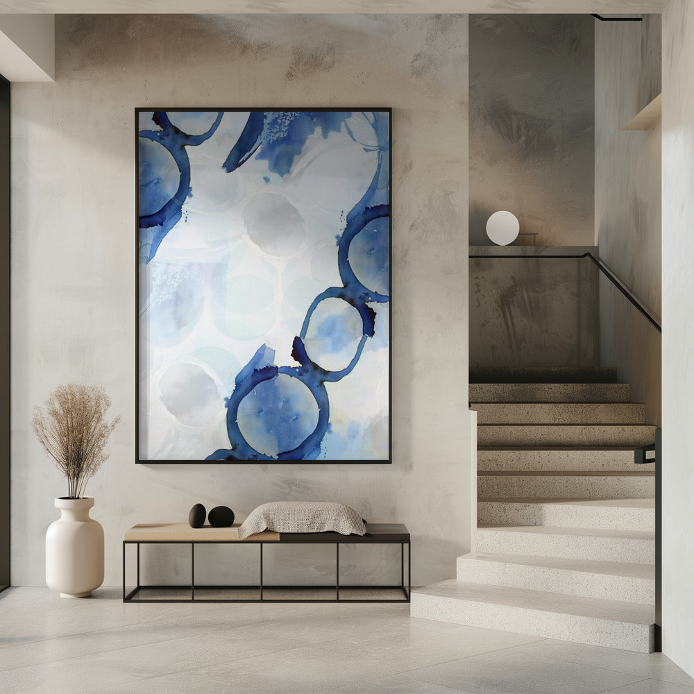 Blauwe abstracte wervelingen 3 | Poster