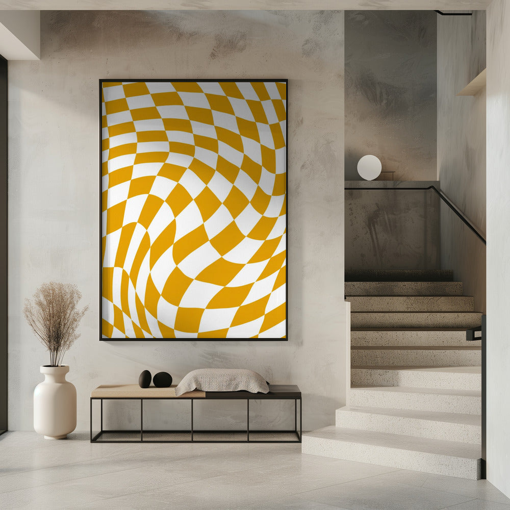 Schaakbord geel | Poster