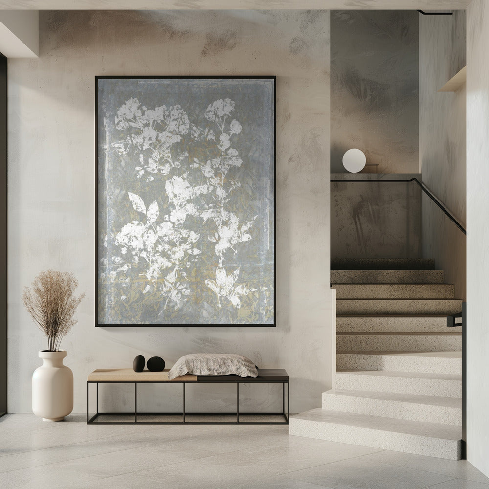 Botanische witte textuur bloemen 1 | Poster