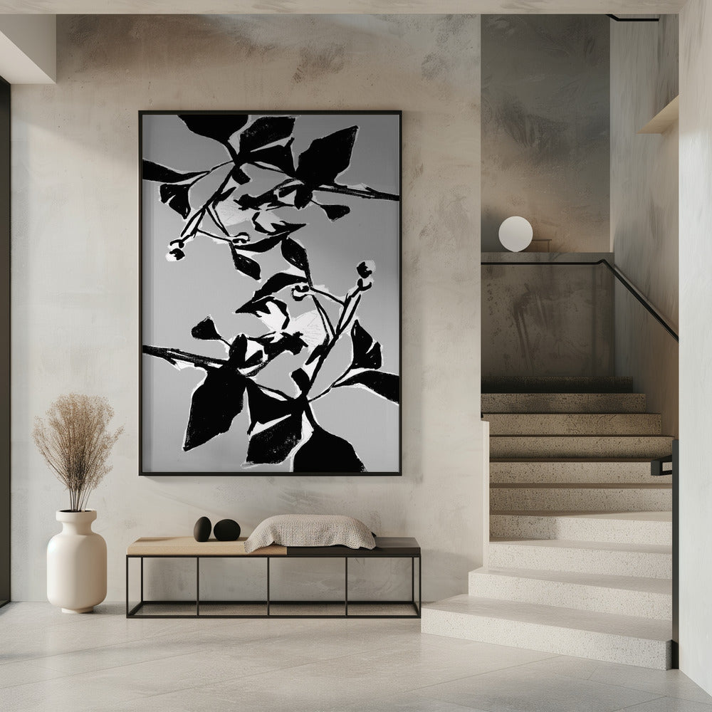 Zwart bloemensilhouet 1 | Poster