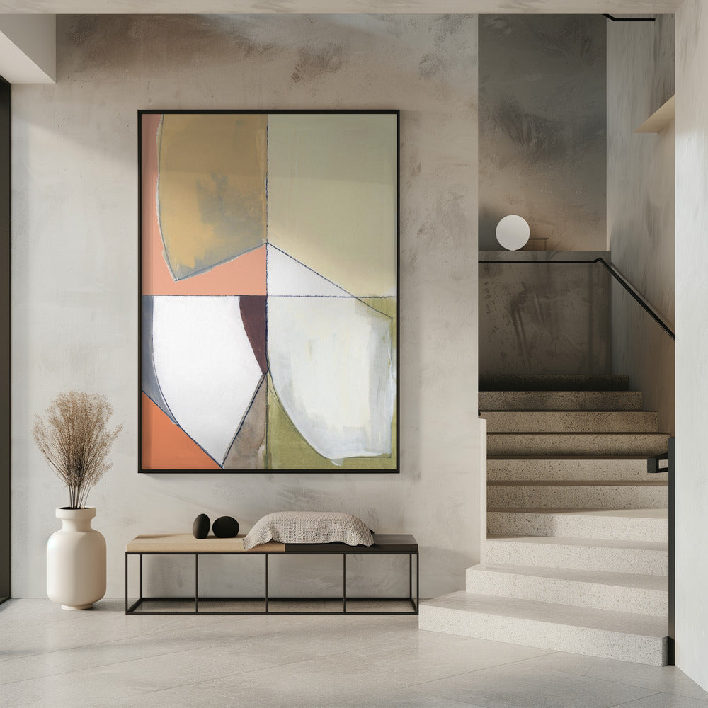Stofroze Geel Abstract No1 Kunstdruk | Poster