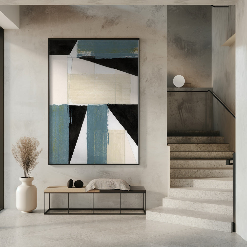 Abstracte blauwe vormen nr. 2 print | poster