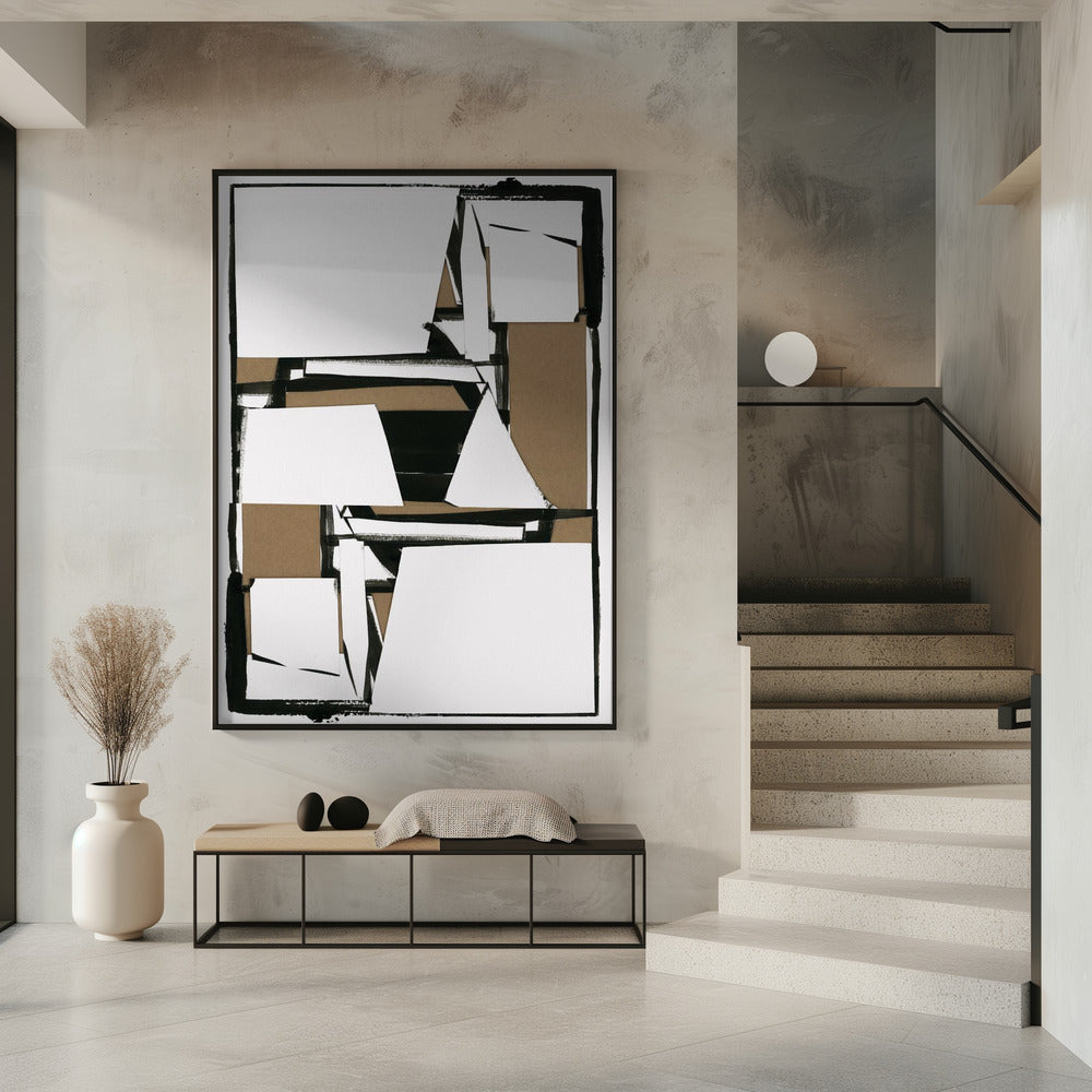 Zwart en bruin abstracte kunstdruk | Poster