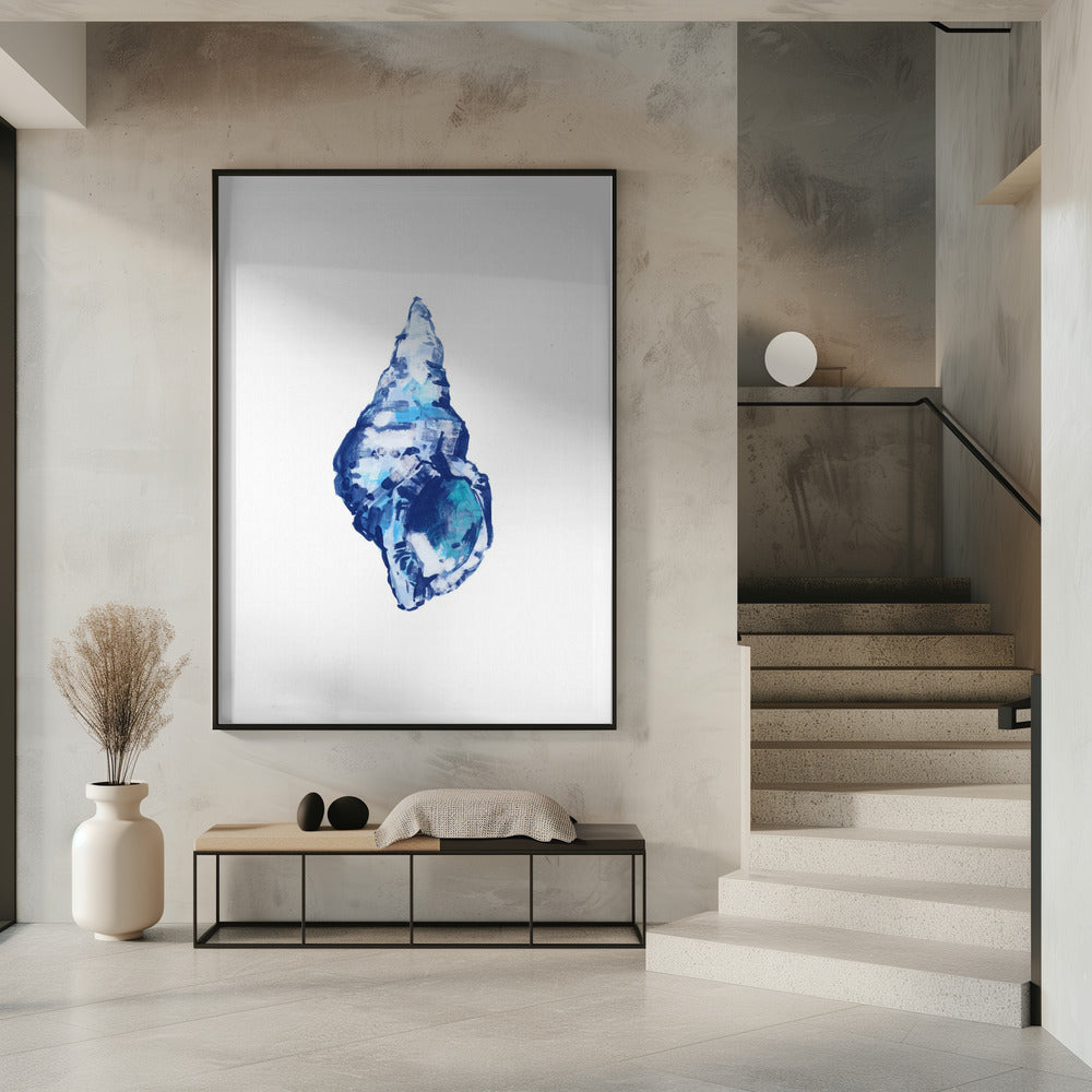 Blauwe schelp op witte achtergrond nr. 2 | Poster