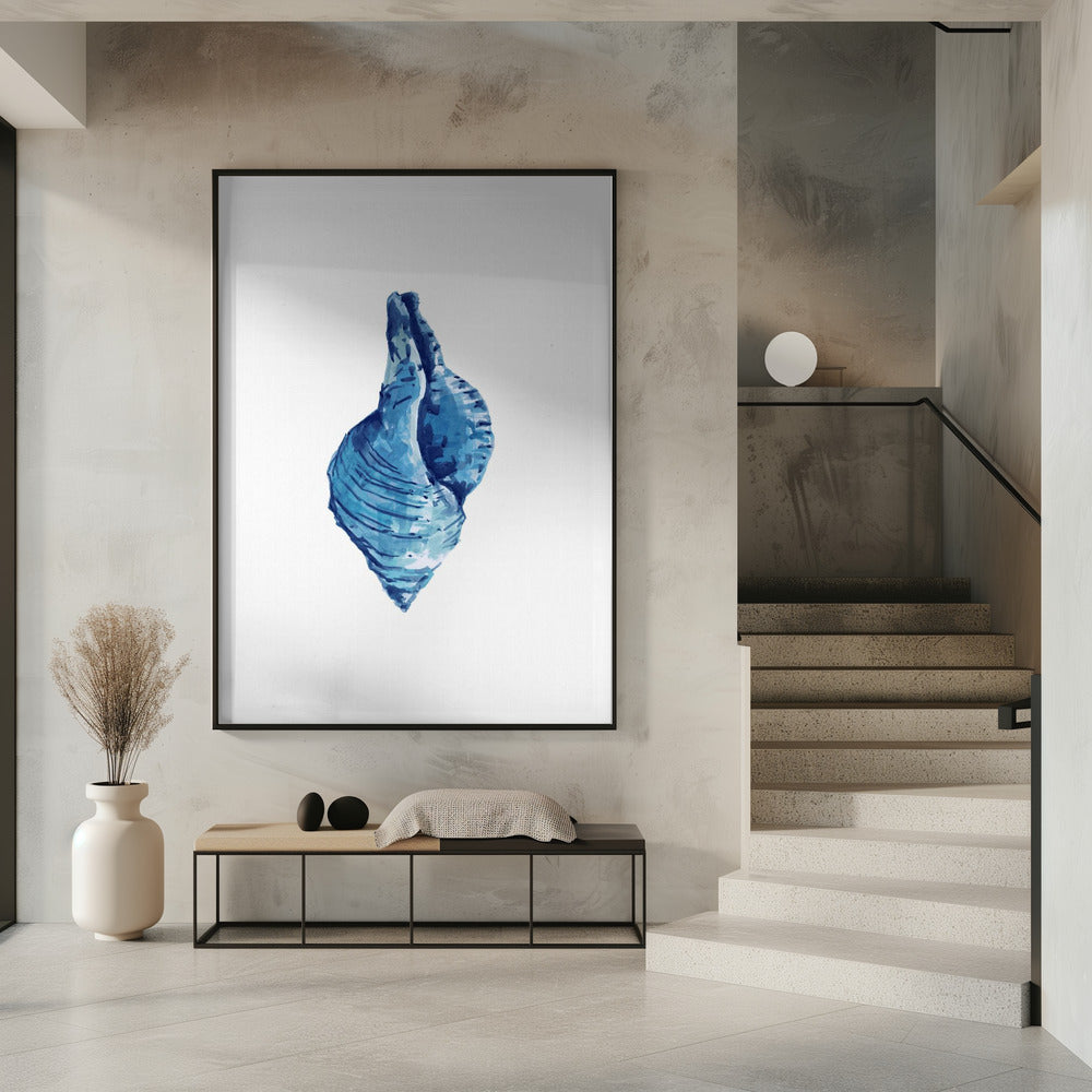 Blauwe schelp op witte achtergrond nr. 3 | Poster