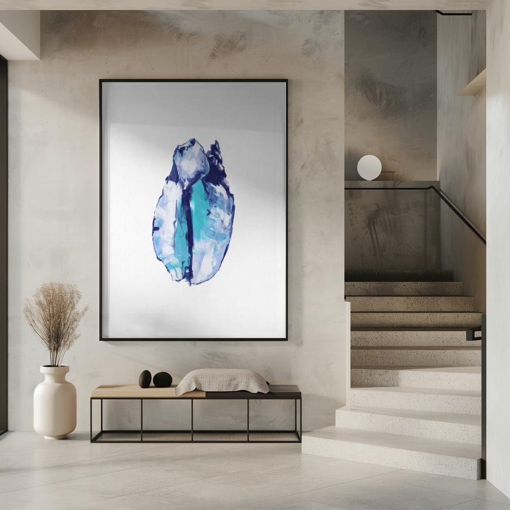 Blauwe schelp op witte achtergrond nr. 5 | Poster