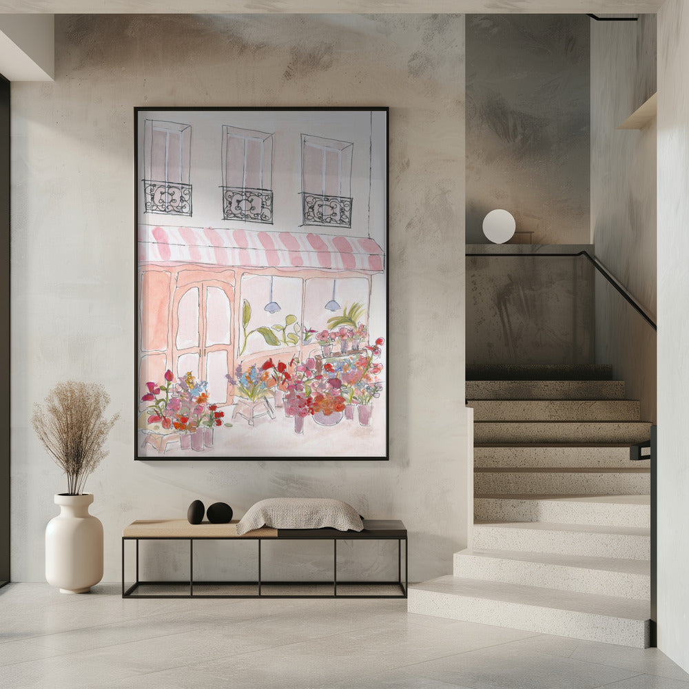 Roze bloemenwinkel | Poster