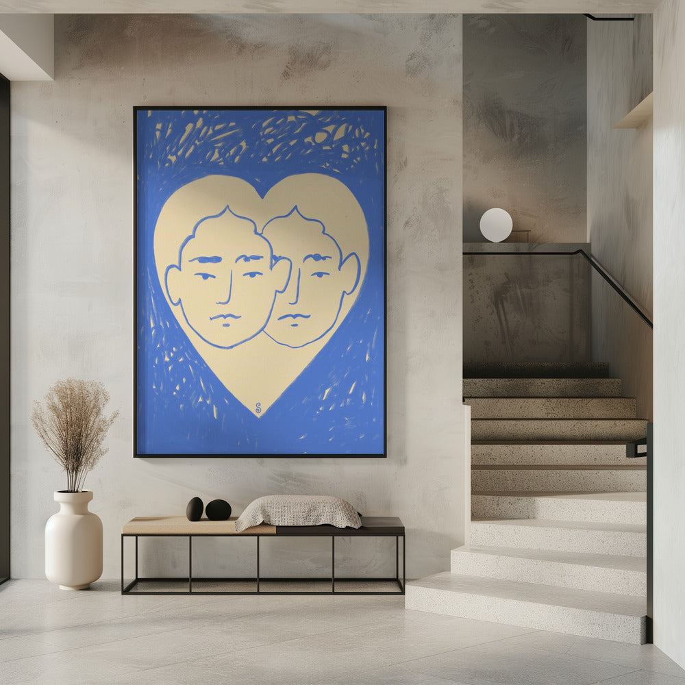 Twee abstracte gezichten | Poster
