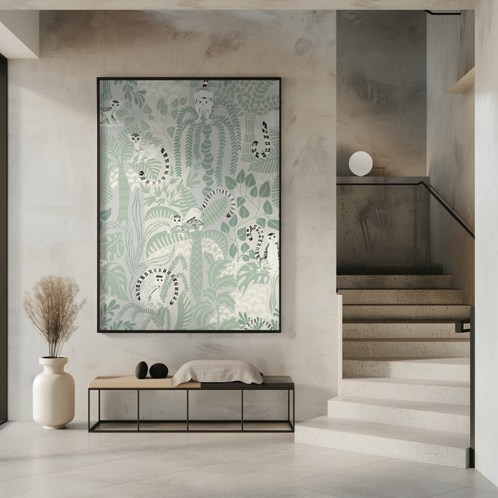 Jungle avontuur zacht saliegroen patroon | Poster