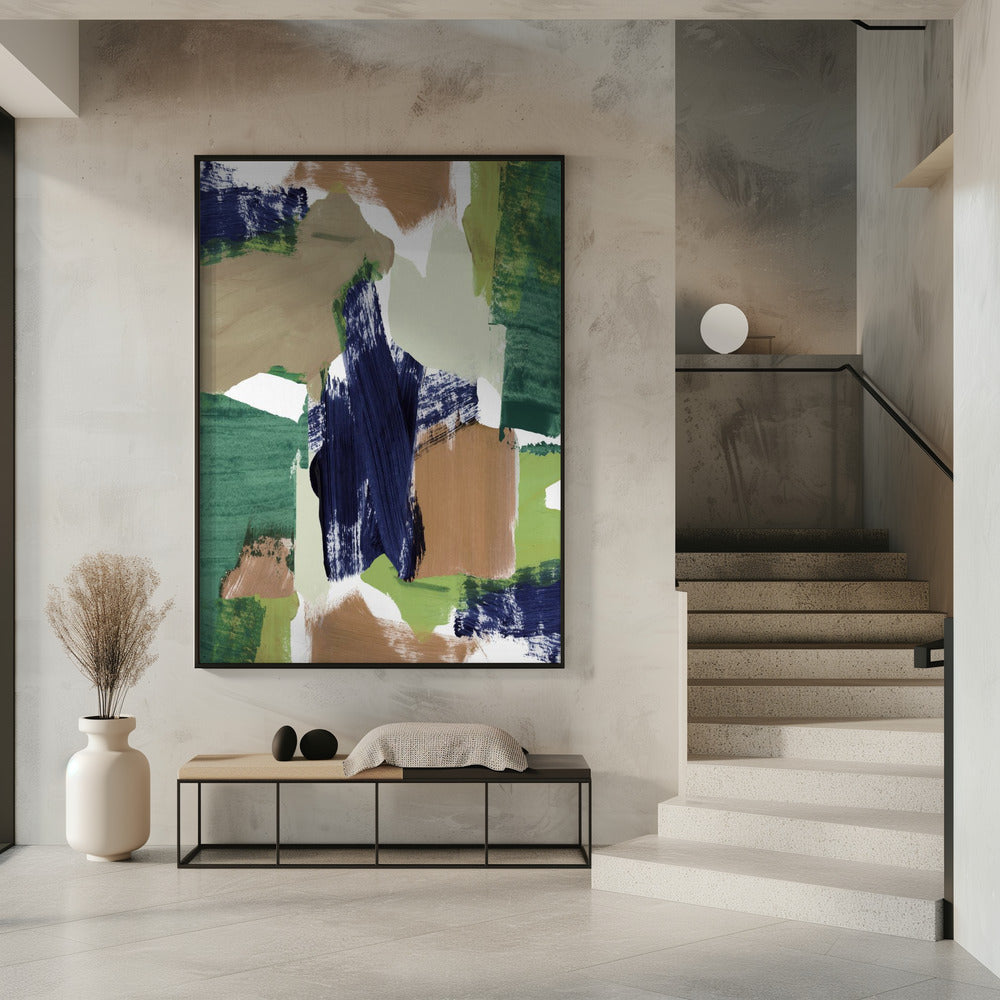 Abstract Blauw Groen Beige Nr. 1 | Poster