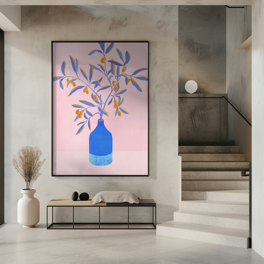 Stilleven met blauwe takken | Poster