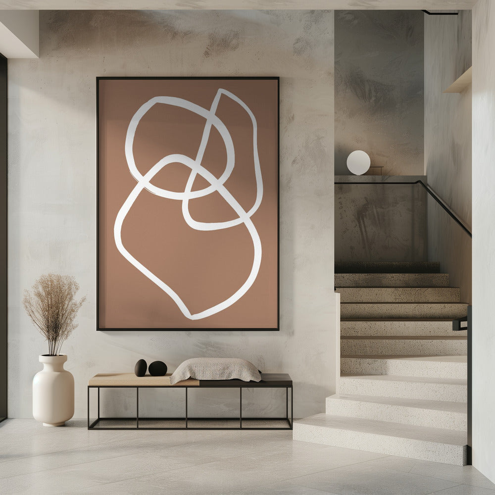 Abstracte lijnen mokka | Poster
