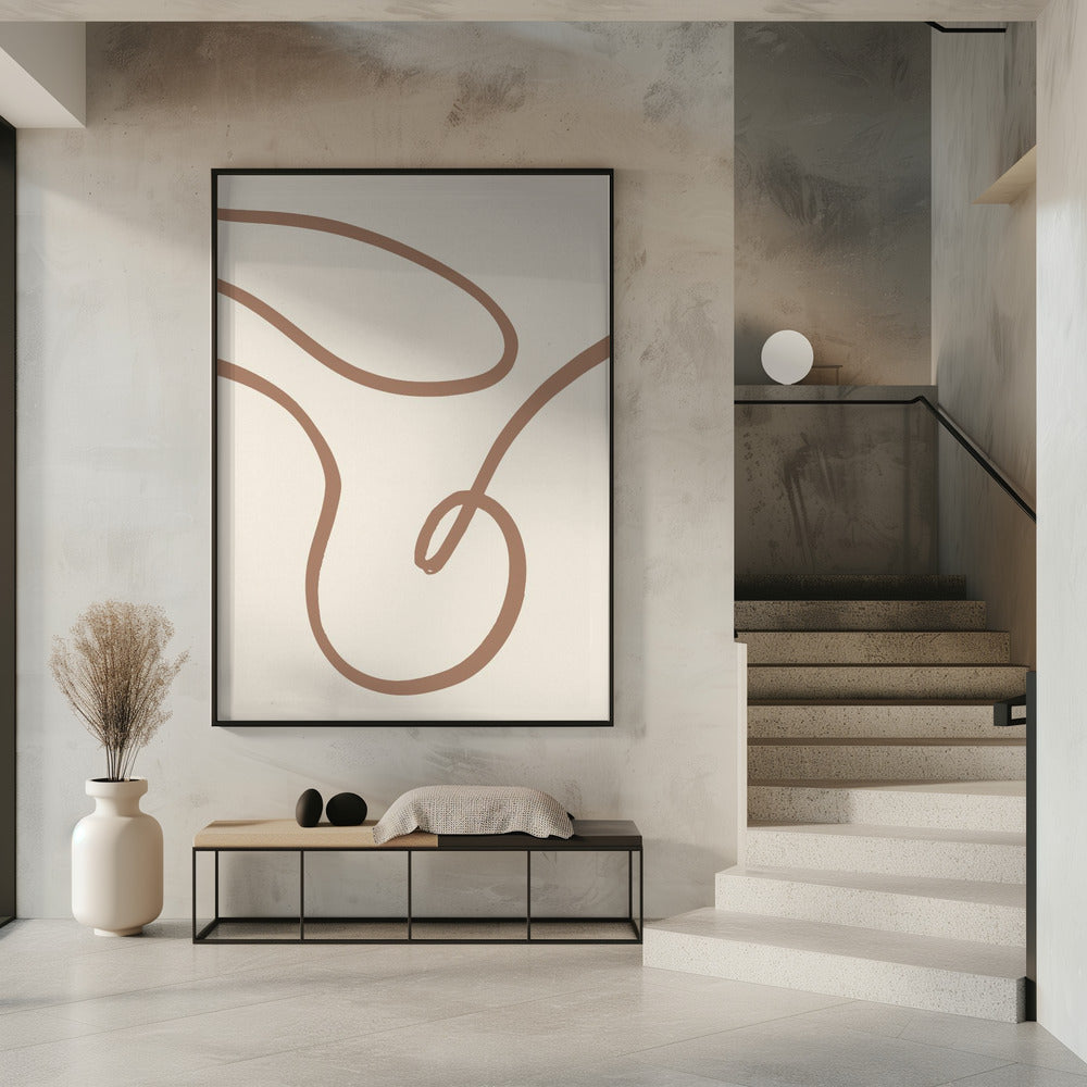 Abstracte lijnen Mocha 3 | Poster