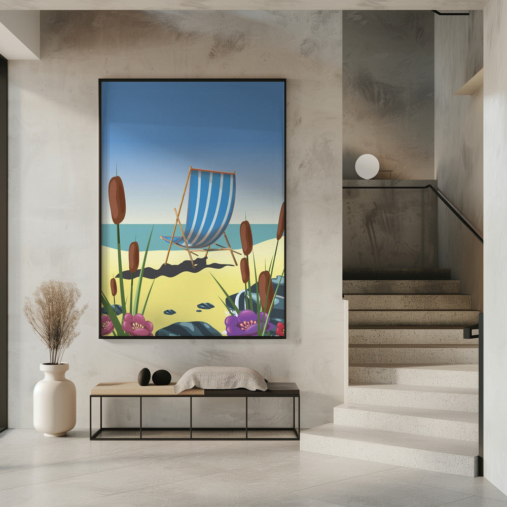 Ligstoel aan zee | Poster
