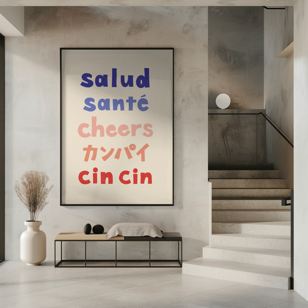 Proost typografie - Salud Santé Proost Kanpai Cin cin | Poster