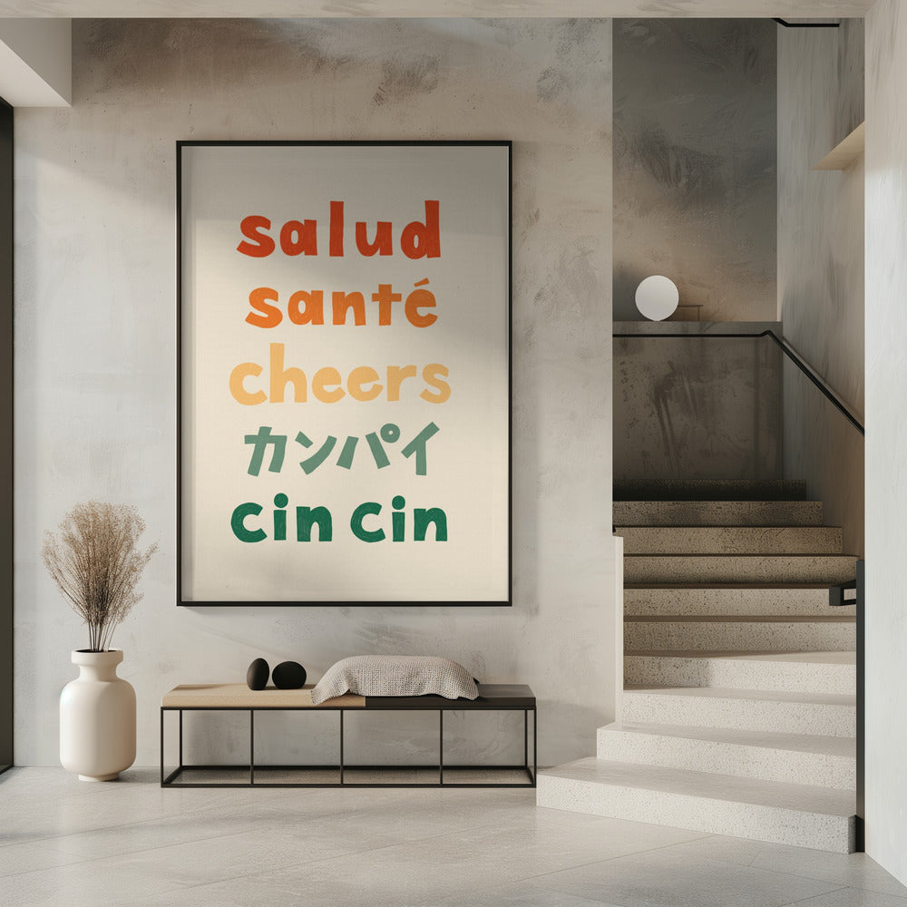 Proost typografie - Salud Santé Proost Kanpai Cin cin | Poster
