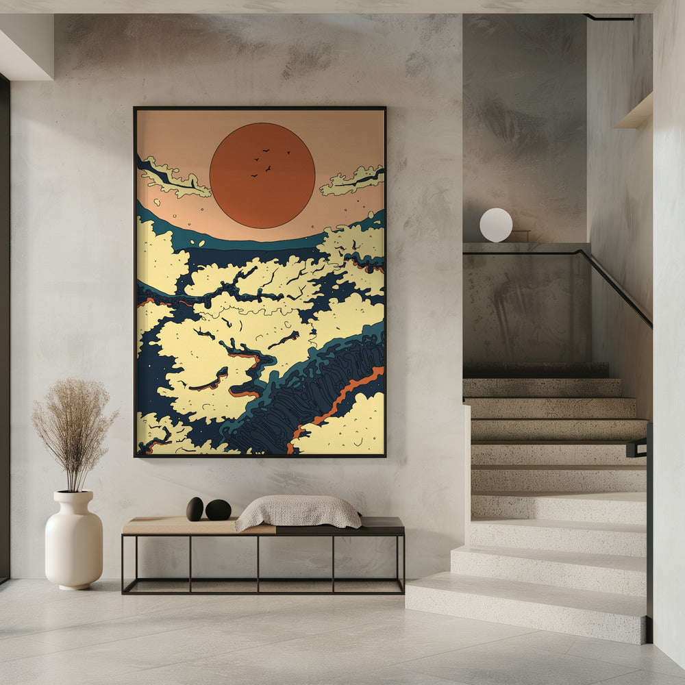 Abstracte Japanse zonsondergang | Poster