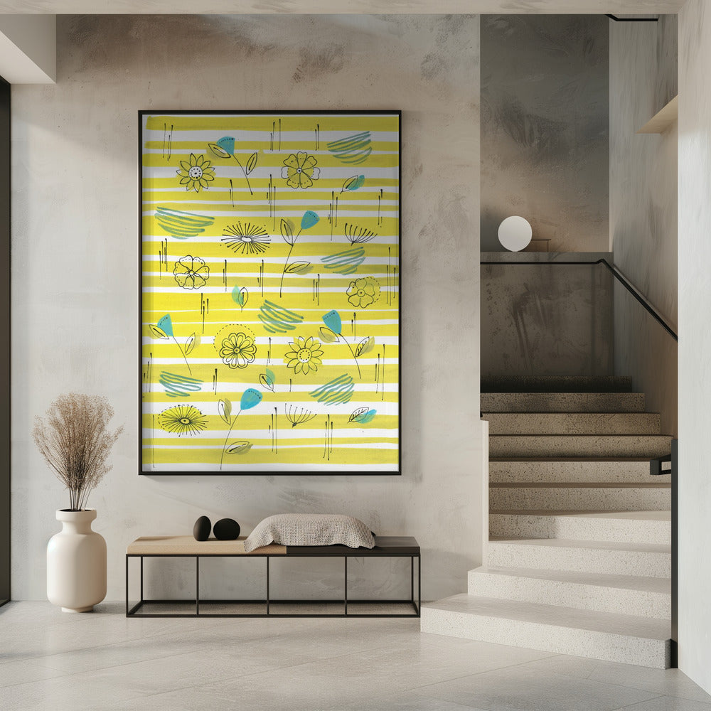 Strepen en bloemen | Poster