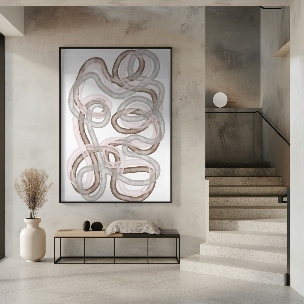 Abstracte verweven lijnen in zachte aardse tinten | Poster
