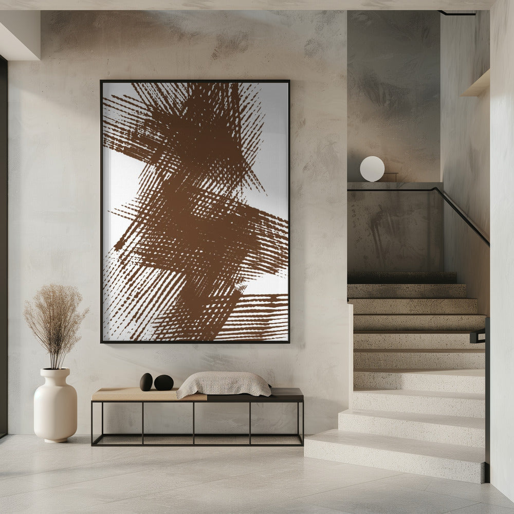 Abstracte bruine kruisende lijnen | Poster