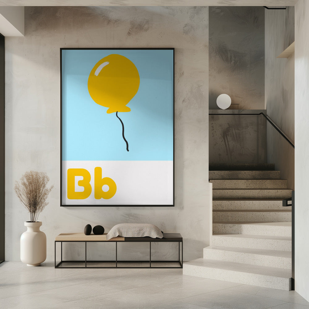 Gele ballonzweefwagen | Poster