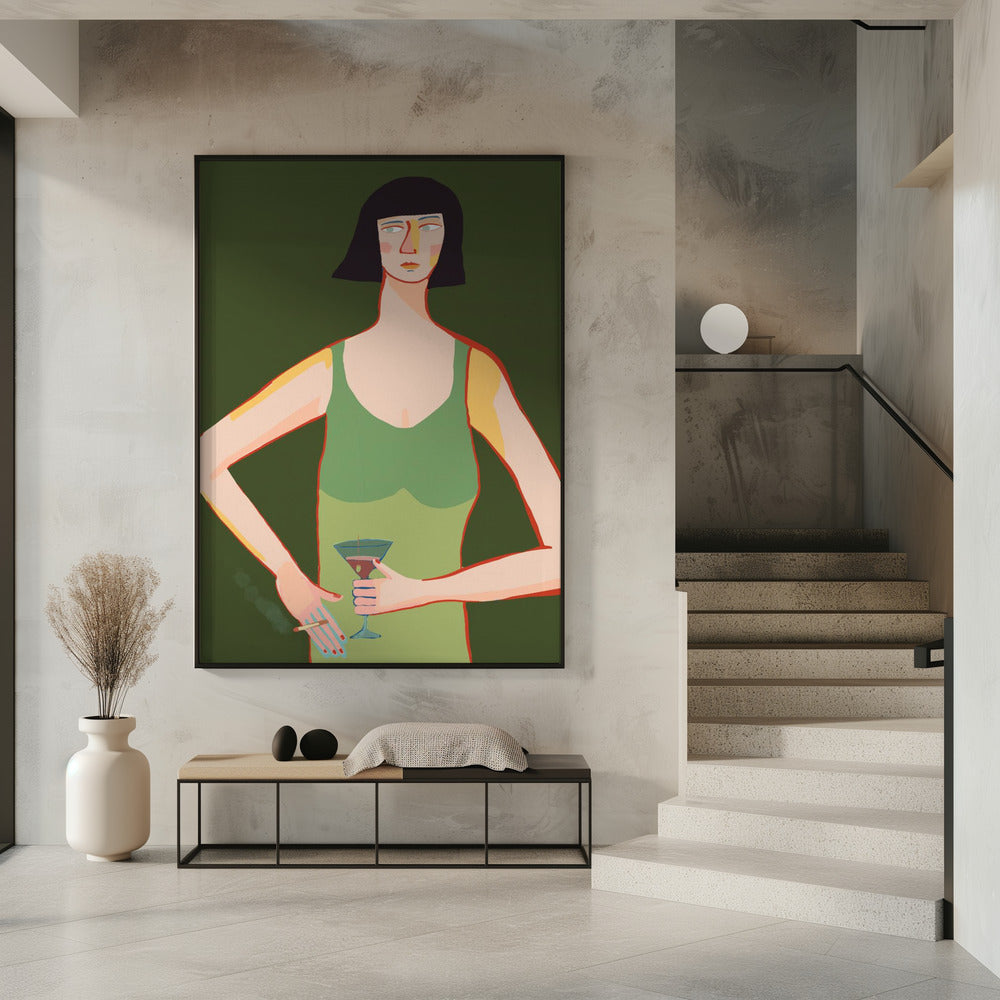 Dame met cocktail | Poster