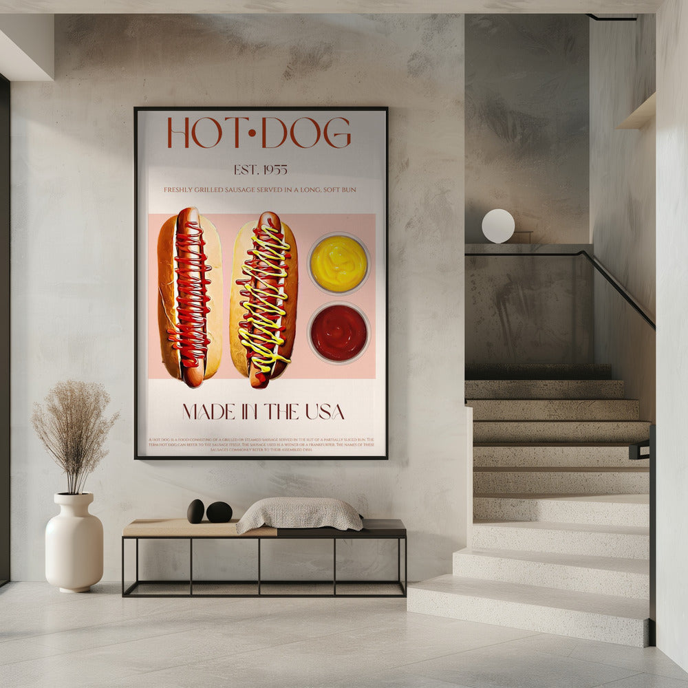 Hotdogs met mosterd en ketchup | Poster