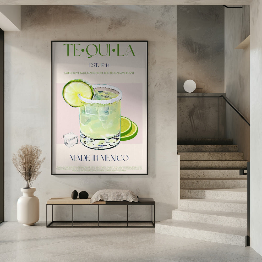 Tequiladrank met limoen en ijs | Poster