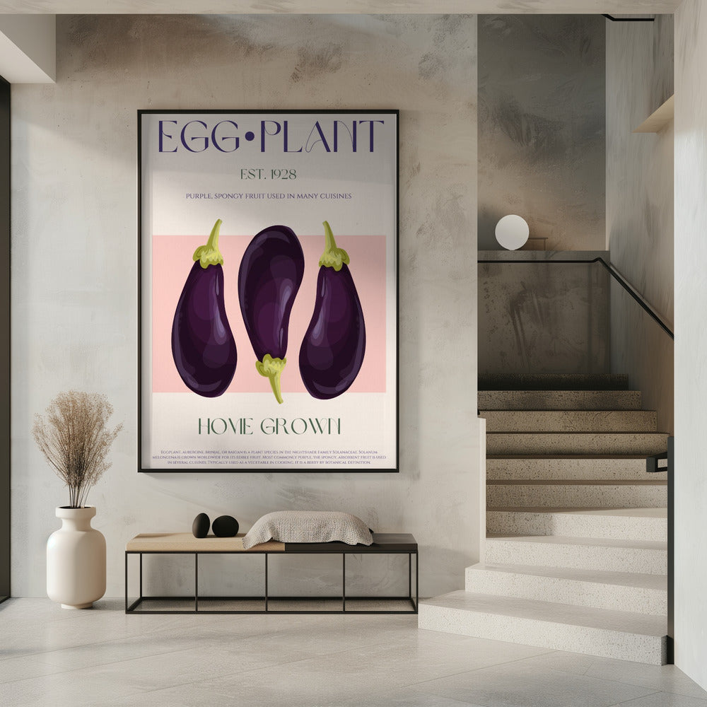 Drie levendige paarse aubergines | Poster