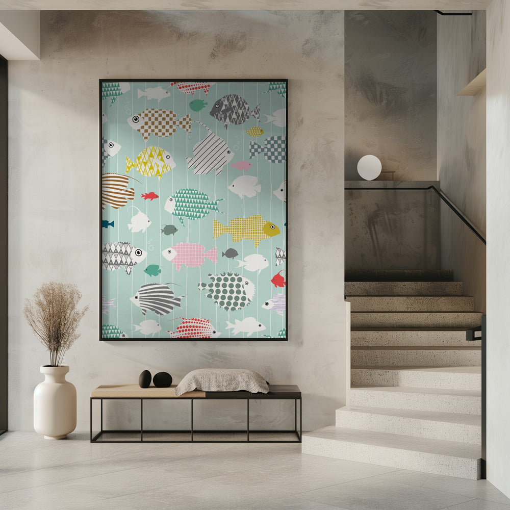 Verse vis op muntpatroon | Poster