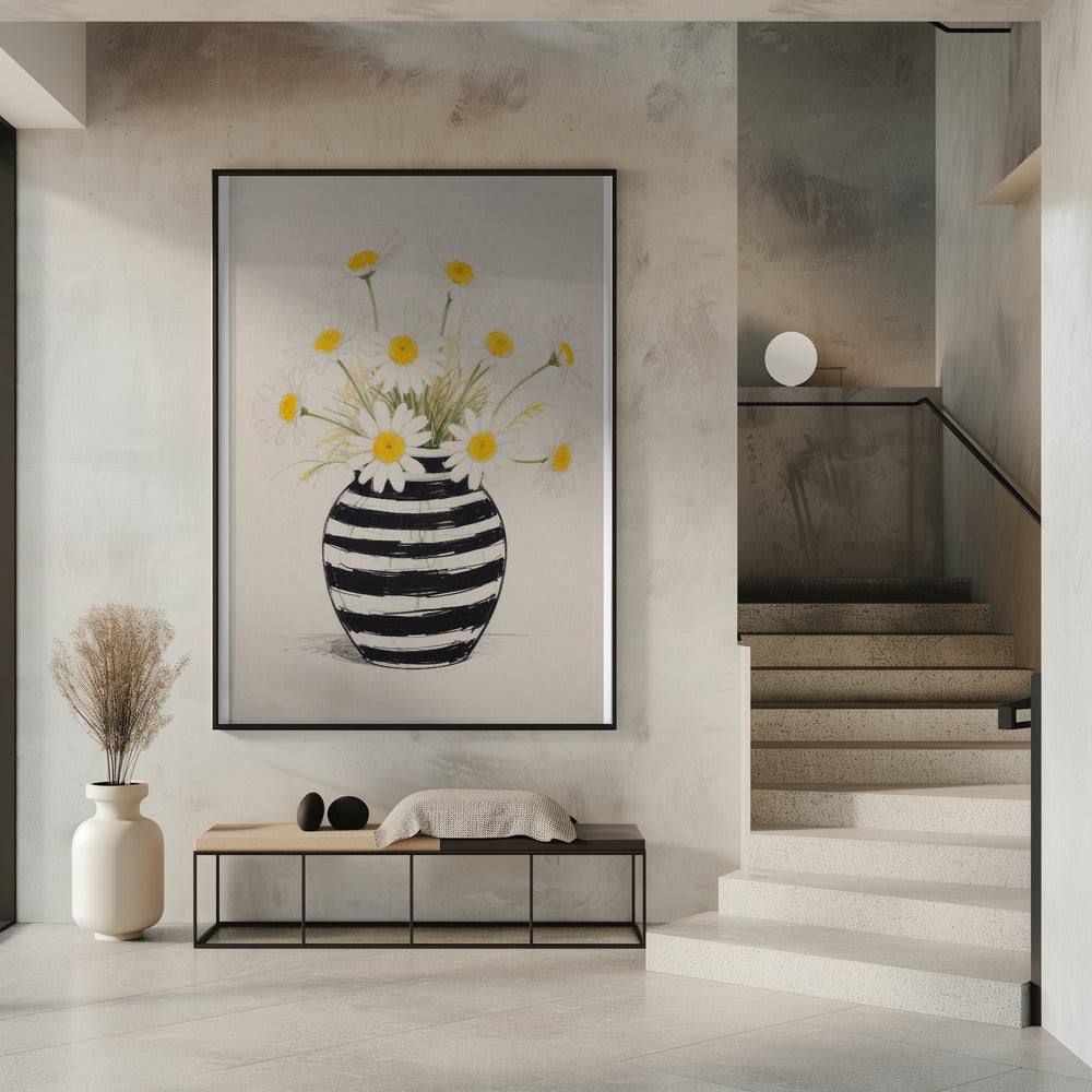 Gestreepte vaasmadeliefjes | Poster