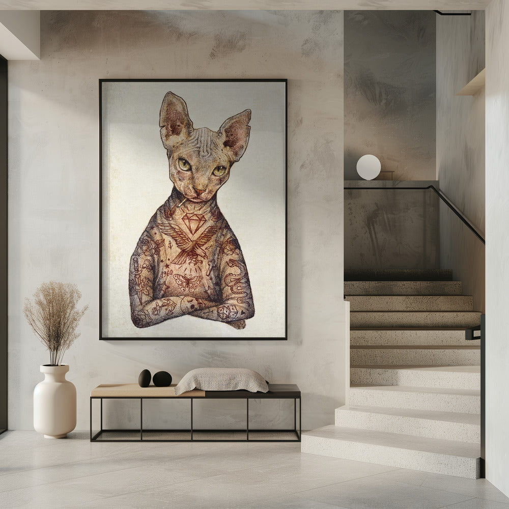 Stijlvolle tatoeage kat | Poster