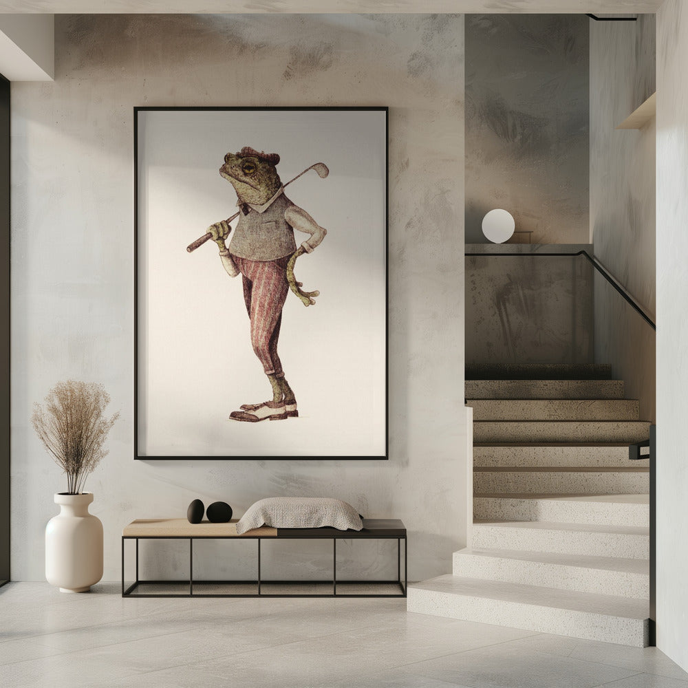Kikker in vintage golfkleding | Poster
