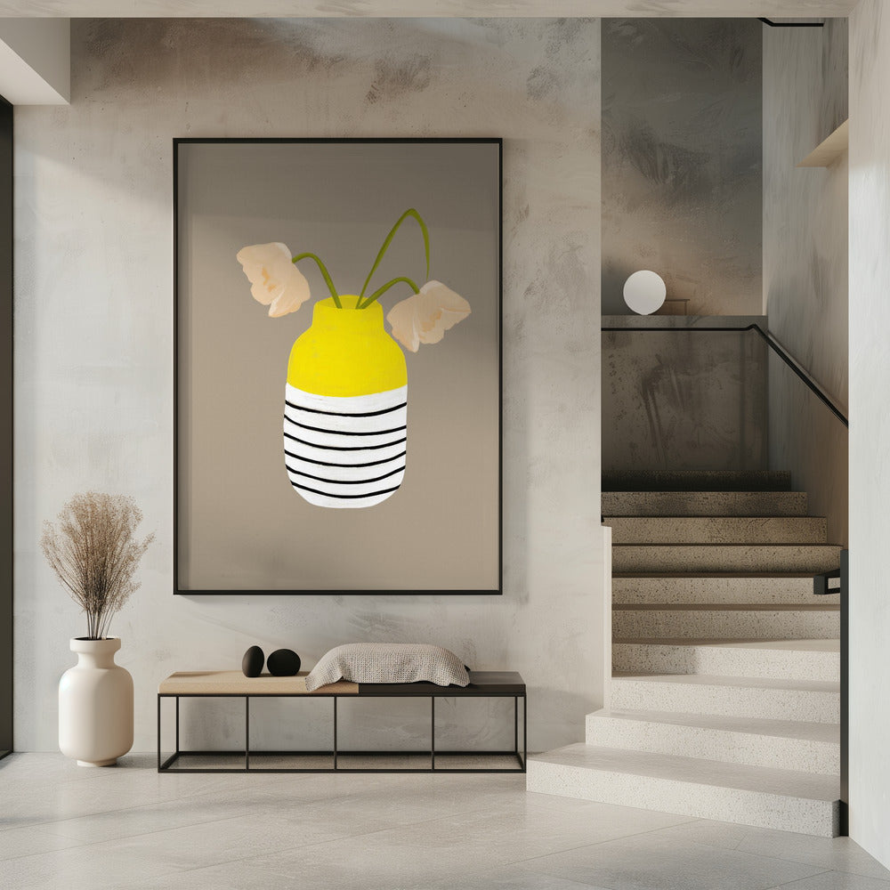 Gestreepte vaasbloemen | Poster