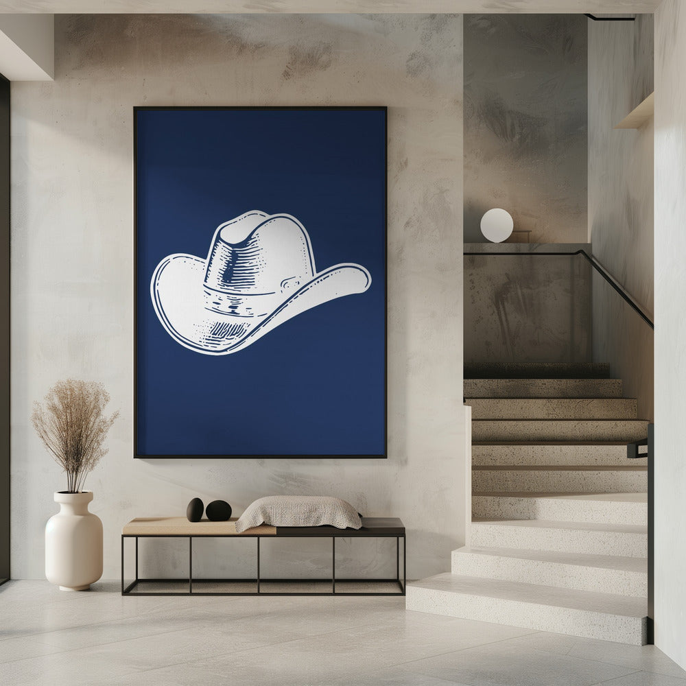 Marineblauwe cowboyhoed | Poster