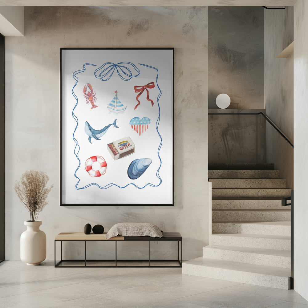 Aquarelkunstwerk met nautisch thema | Poster