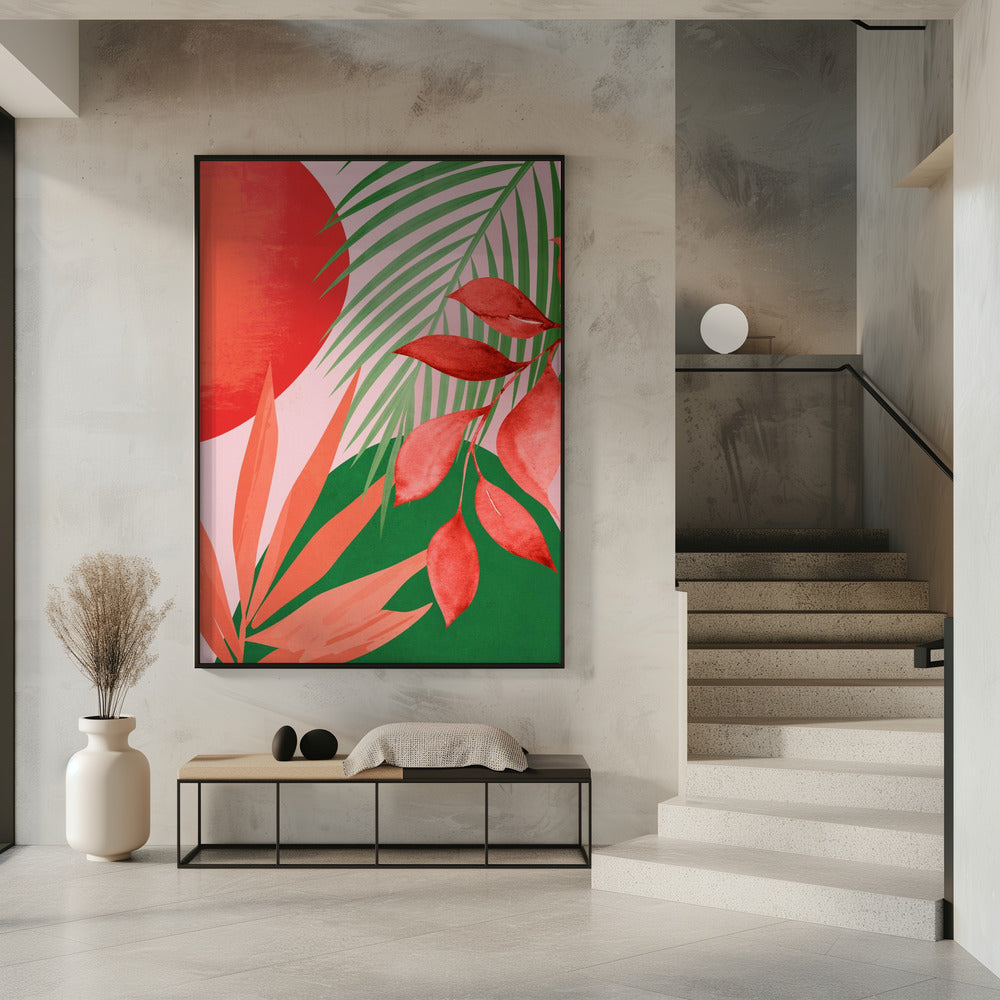 Abstracte kunst tropische tuin | Poster