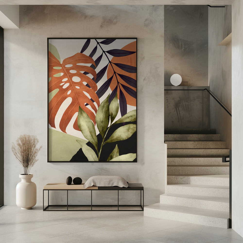 Abstracte kunst tropische bladeren | Poster