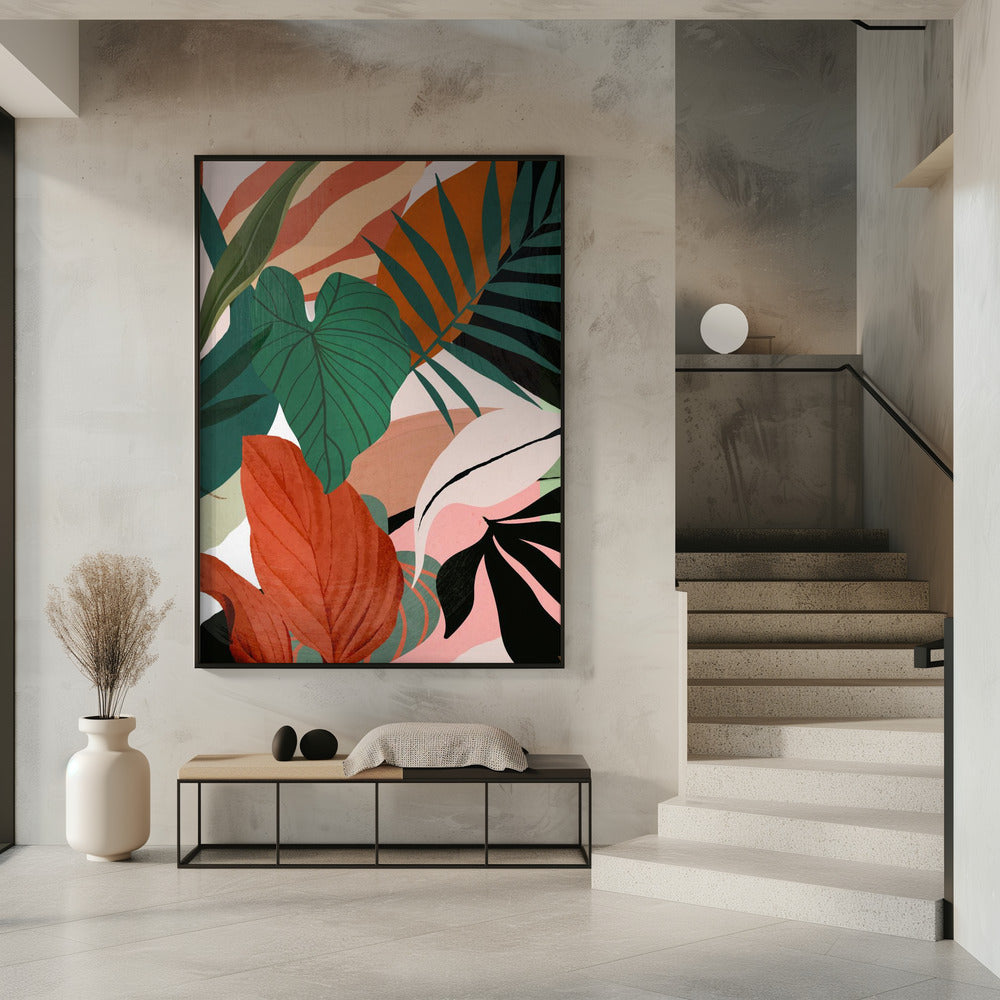 Abstracte kunst tropische bladeren | Poster