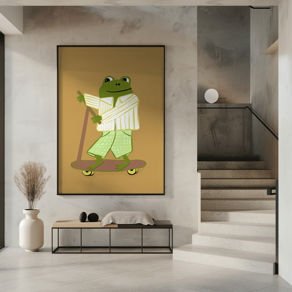 Kikker op scooter | Poster
