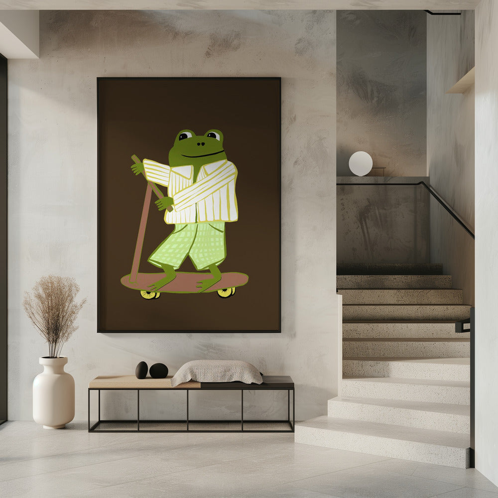 Kikker op scooter | Poster