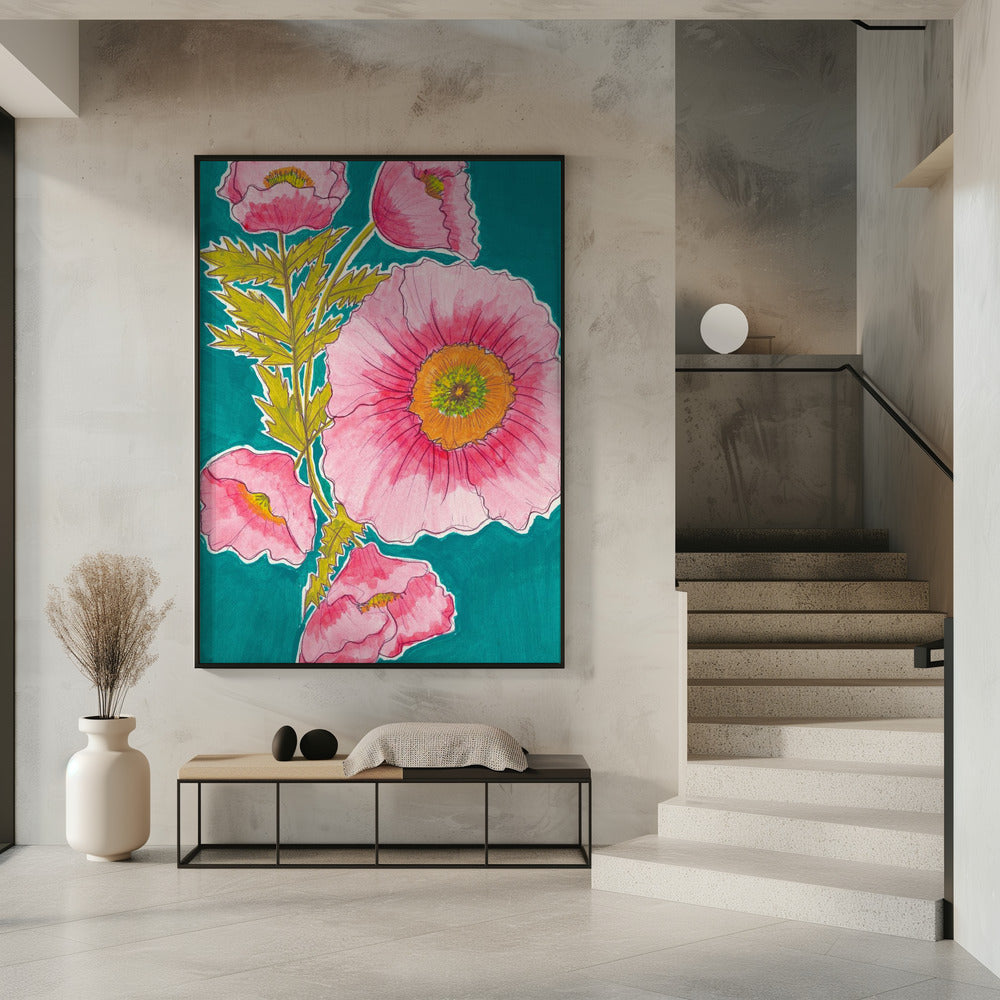 Watercolor Floral in Pink and Green by Alyssa Hamilton Art | Poster