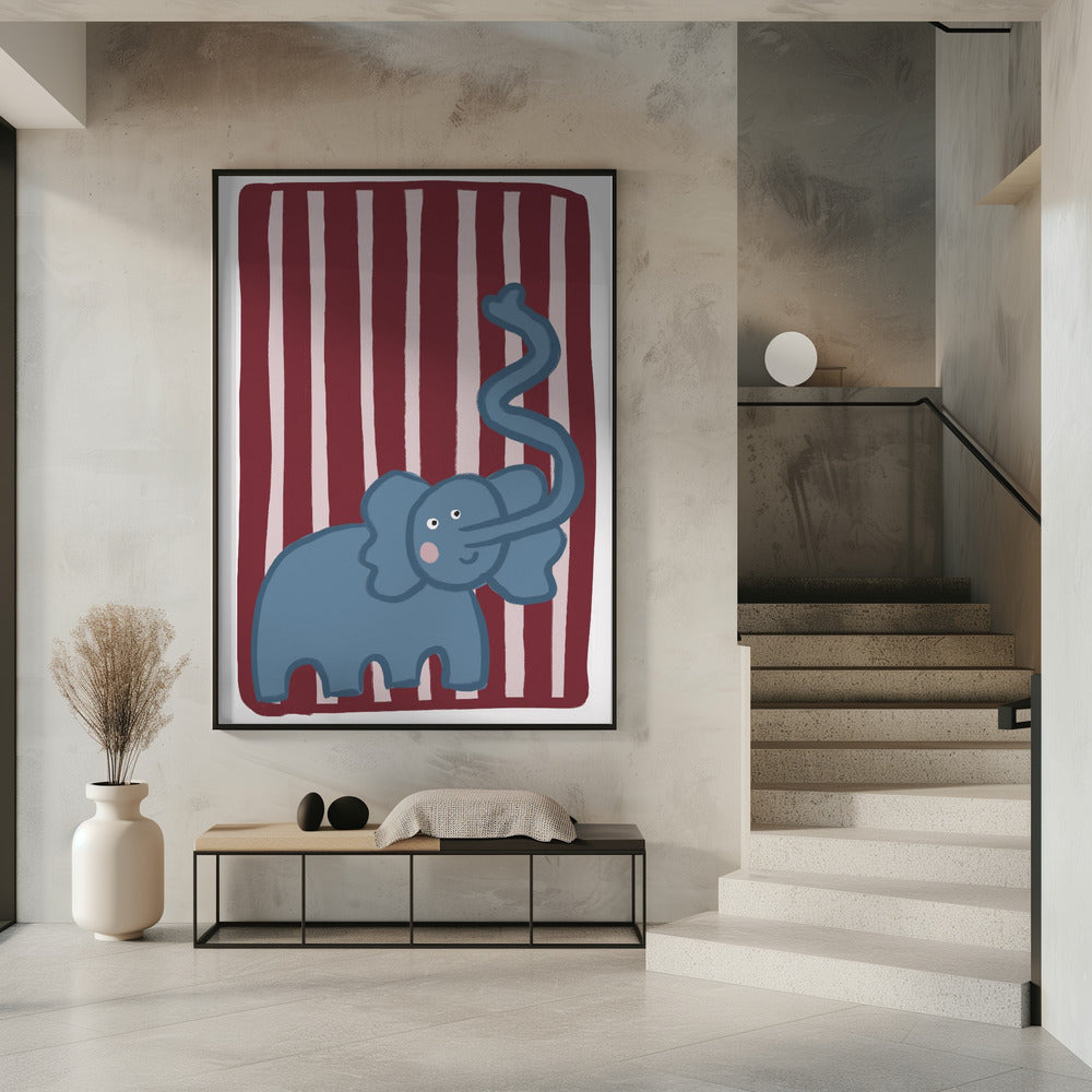 Nieuwsgierige blauwe olifant | Poster