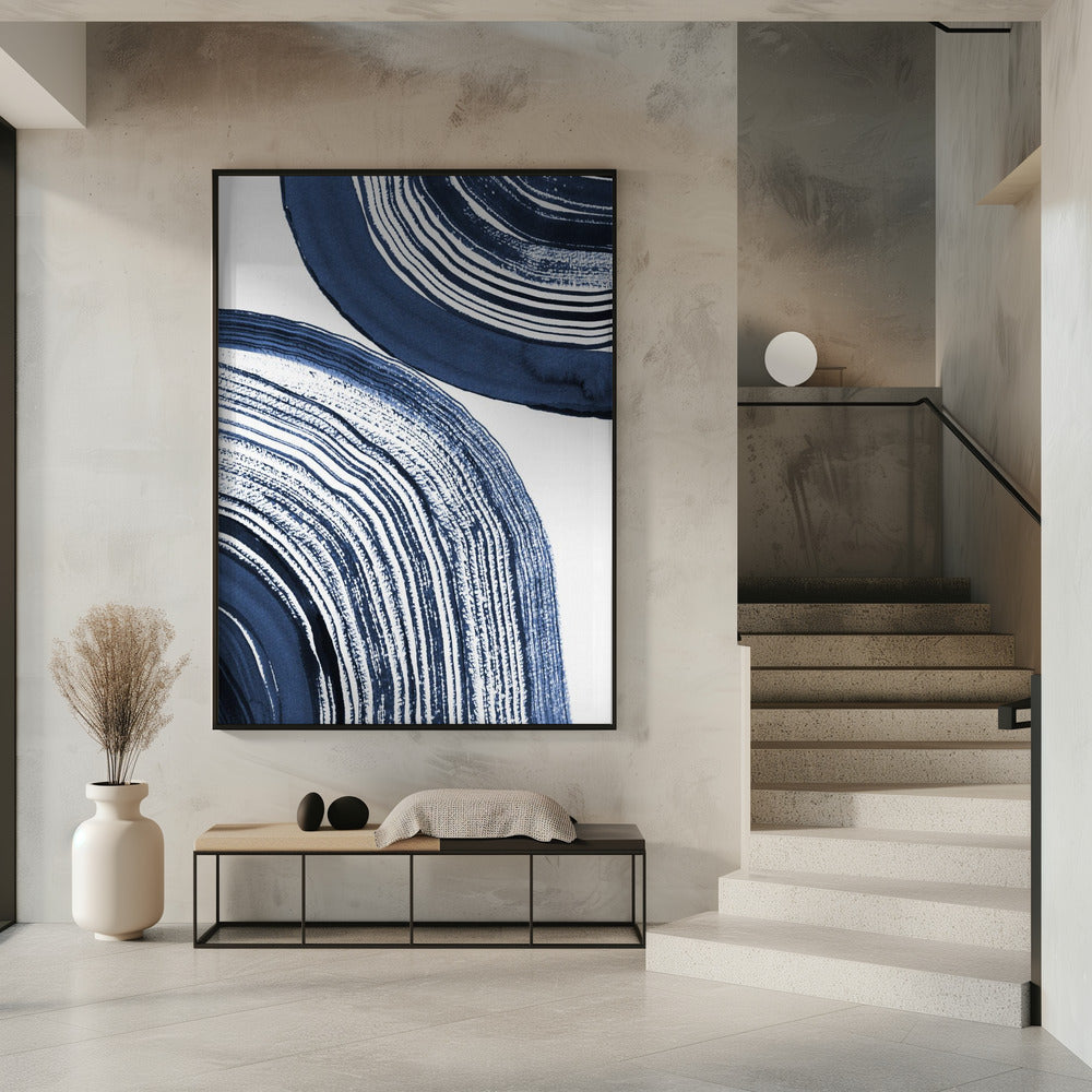 Blauwe concentrische golven | Poster