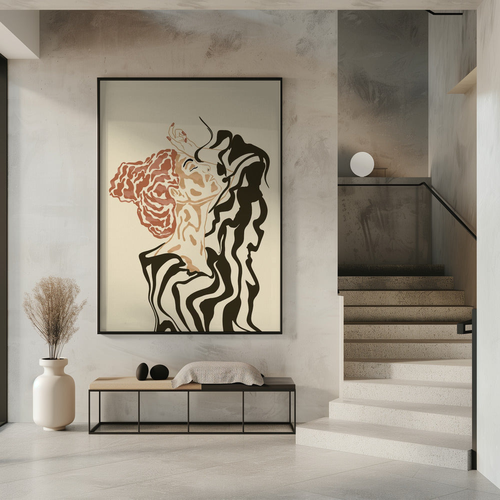 Vrouw in een gestreepte blouse | Poster